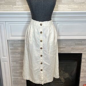 Dip Linen Blend Midi Button Detail Skirt Size XS